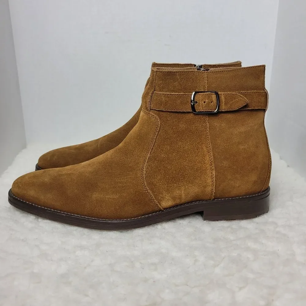 Johnston & Murphy Meade Men's Ankle Boots Size 10.5 M Buckle Brown Suede